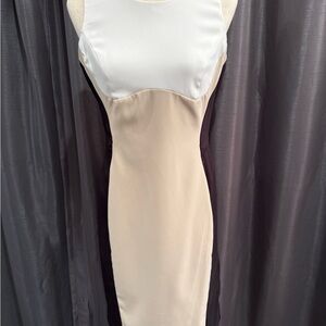 Ronni Nicole Cream and Black Midi Dress